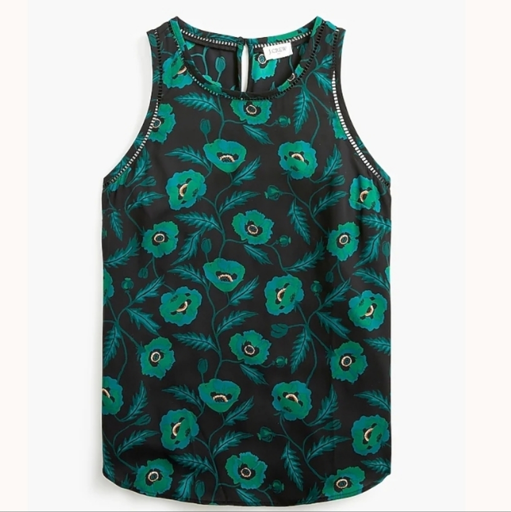 J Crew Factory Ladder Trim Tank Green & Black Size 2